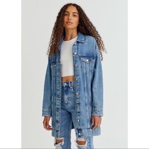 PULL&BEAR Oversized Longline Denim Jacket Sz M